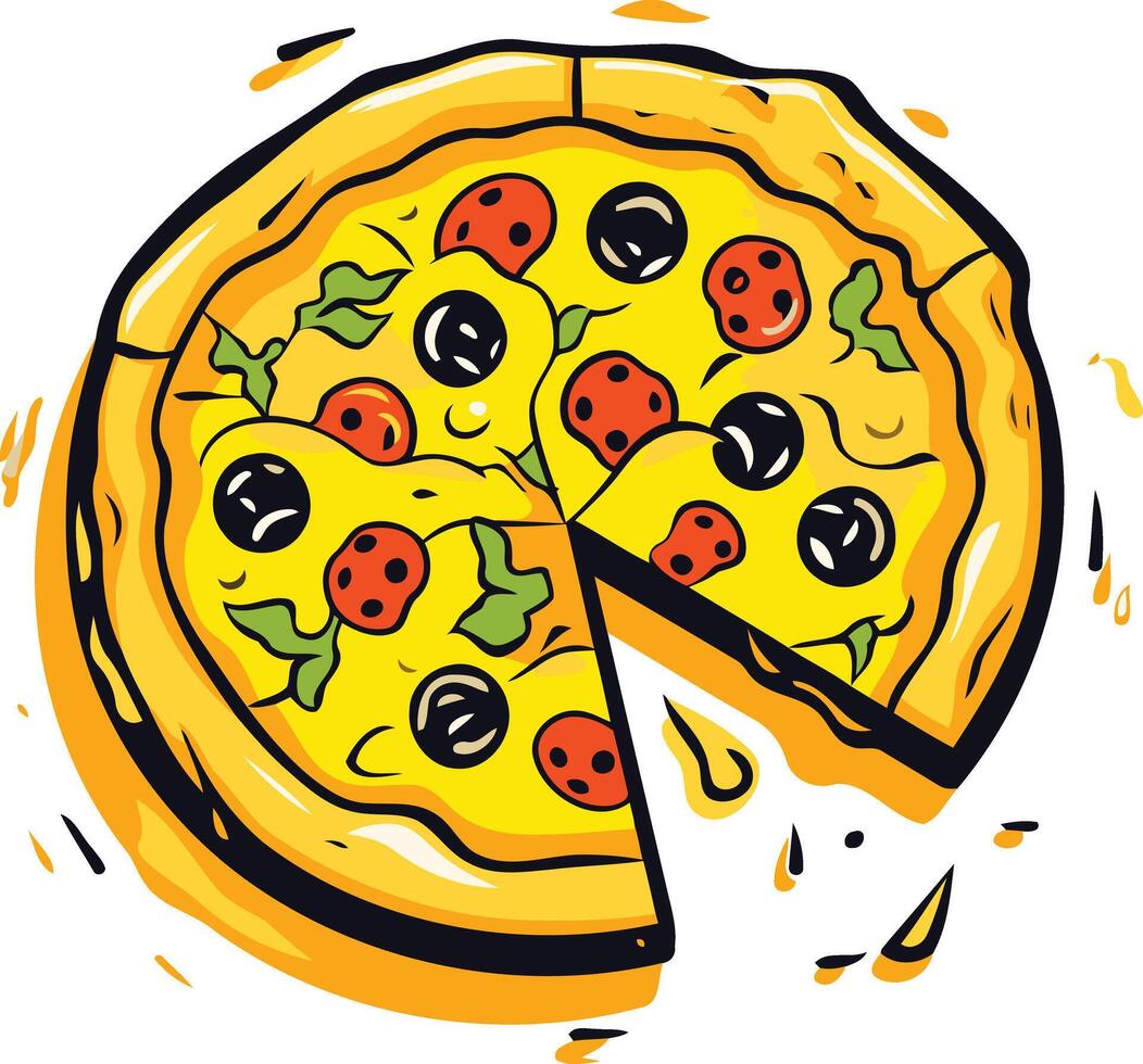 Delicious Pizza with a Missing Slice vector