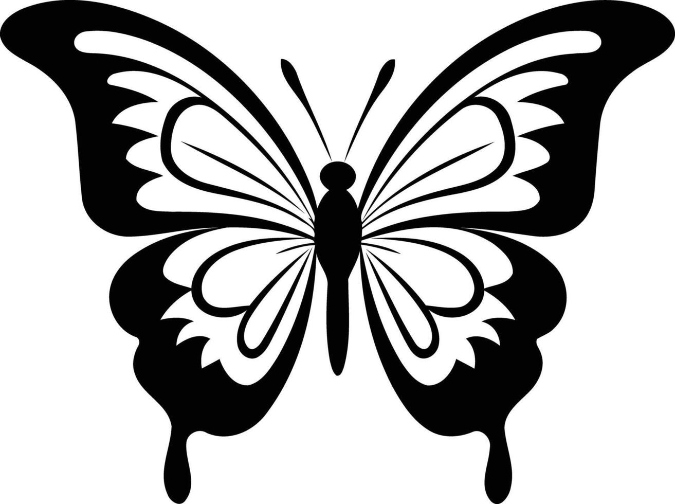 Simple, elegant black and white butterfly silhouette vector