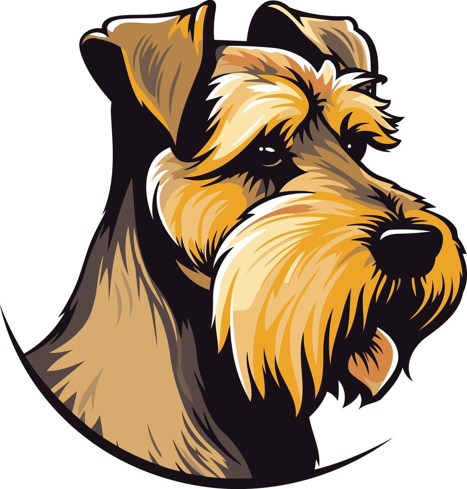 A detailed, stylized illustration of a cute, brown and white schnauzer dog with a friendly expression vector