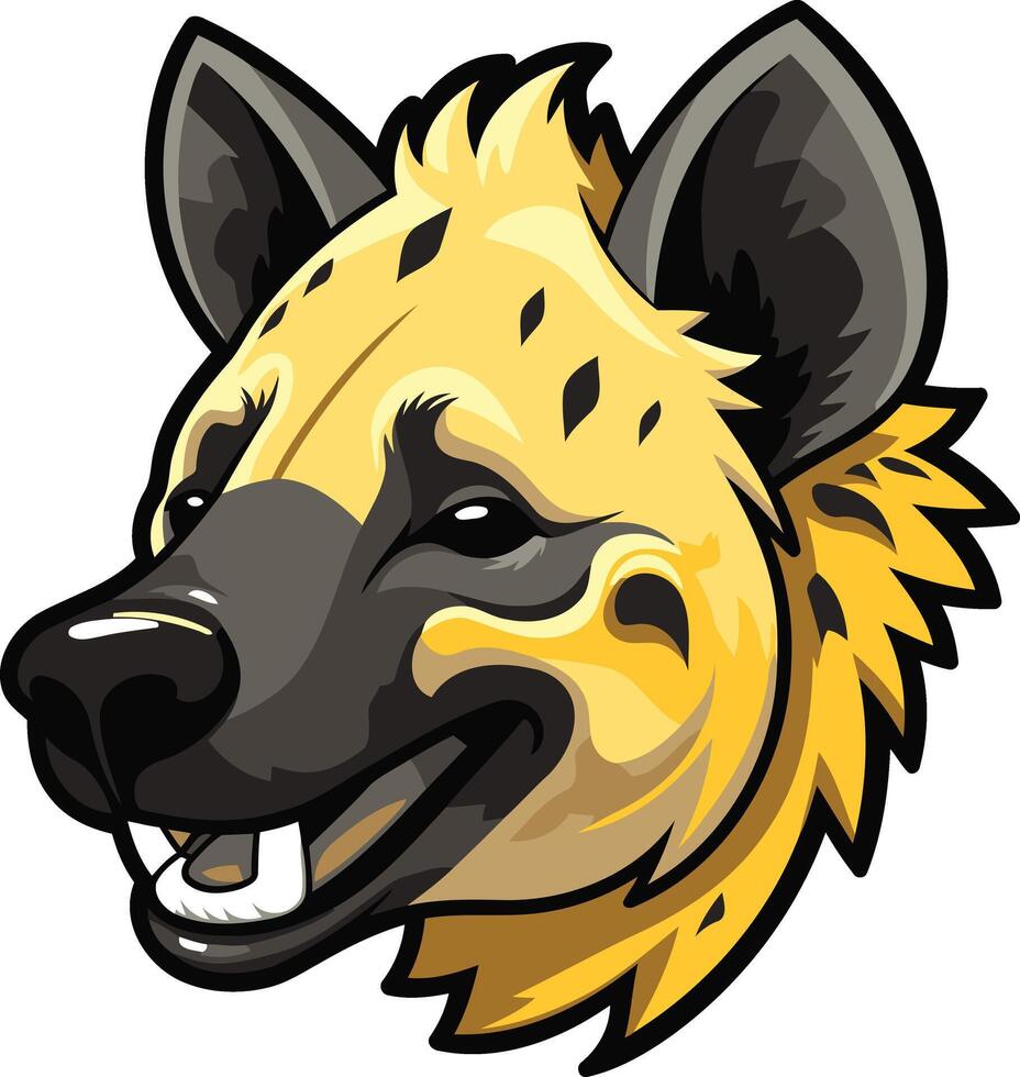 A fierce and friendly cartoon hyena mascot with a toothy grin, perfect for a logo, mascot, or brand identity vector