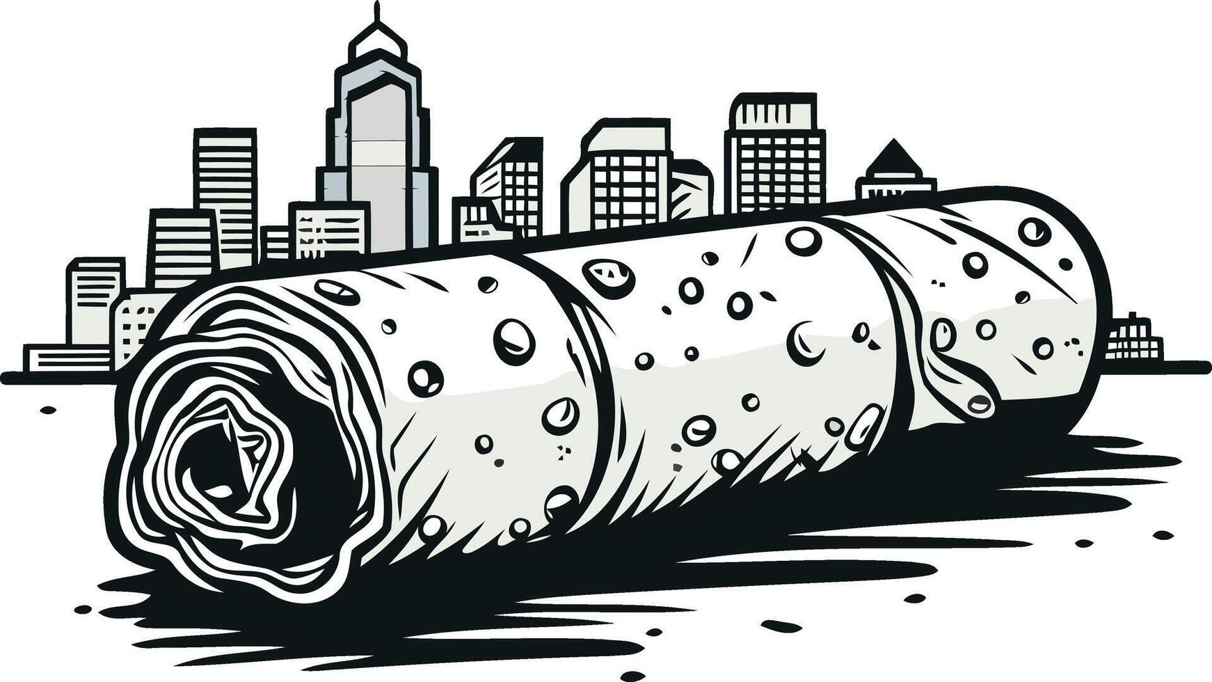 Cityscape with a Wet Roll of Material vector