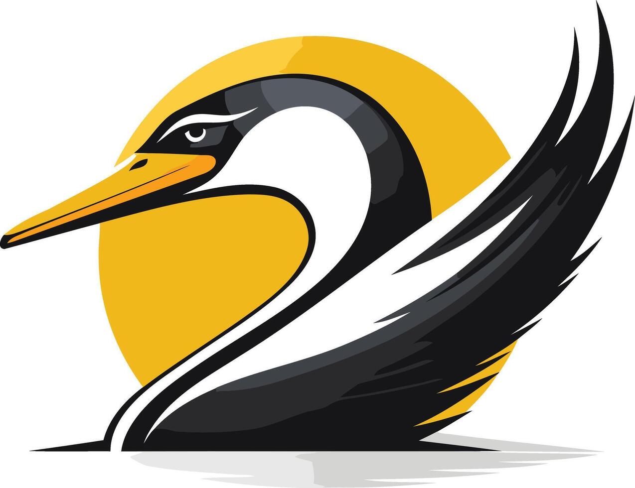 Black and White Bird Logo with Yellow Circle vector