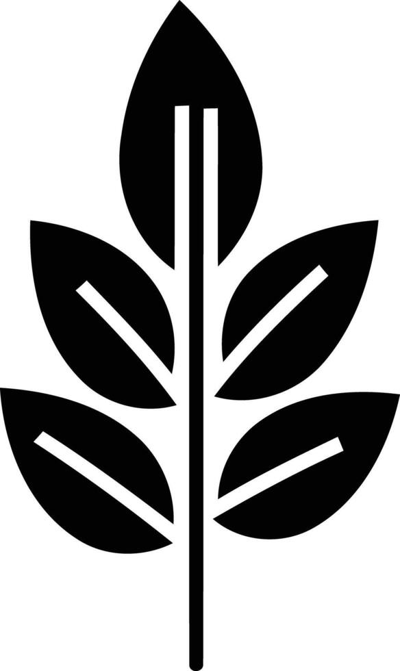 Simple black and white stylized leaf icon vector