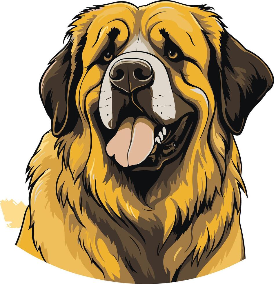 Cute cartoon illustration of a bernese mountain dog with a friendly expression vector
