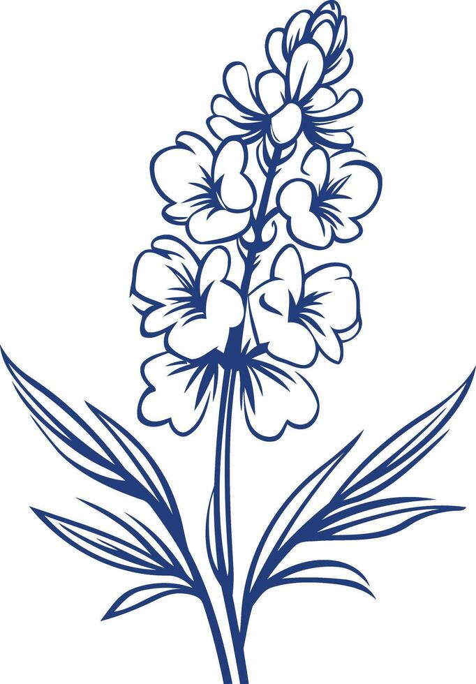Elegant blue floral illustration, perfect for invitations, stationery, and branding vector