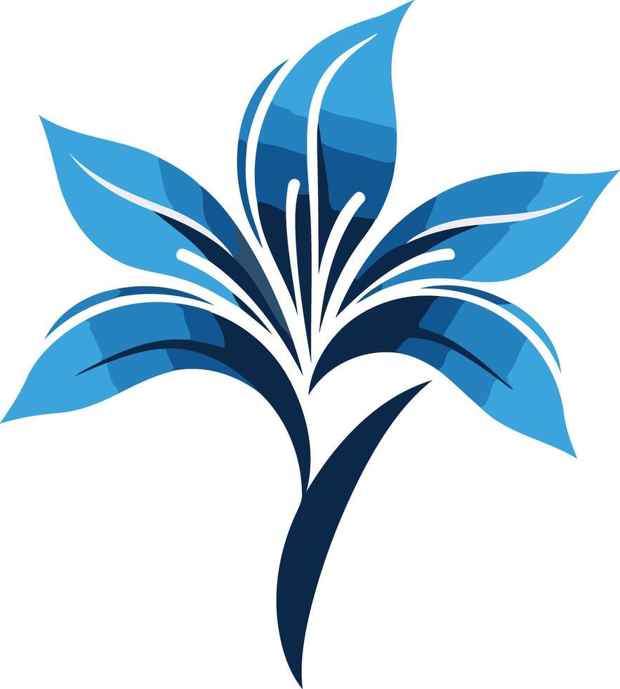 A stylized blue flower with a dark blue stem, perfect for logos, branding, and decorative elements vector