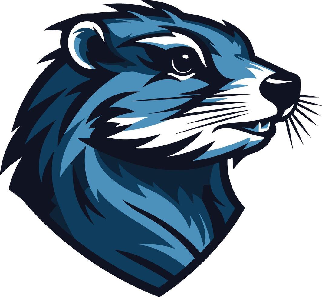 A fierce and stylized blue gopher head with a determined expression vector