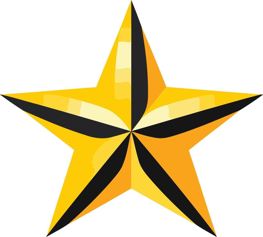 Golden Star with Black Lines vector