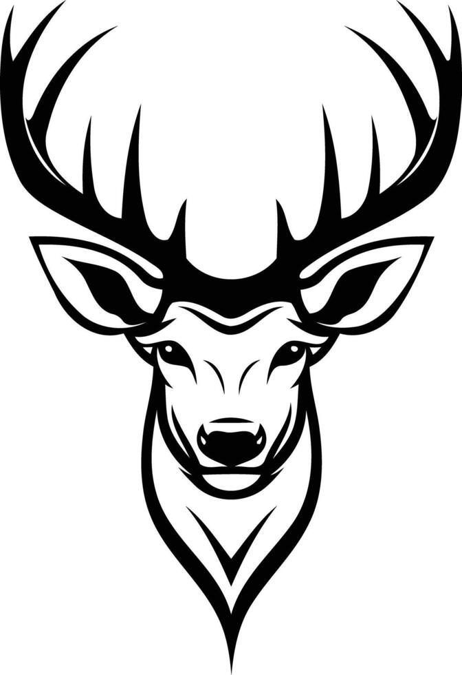 A striking black and white illustration of a stag's head, perfect for adding a touch of nature and elegance to your designs vector