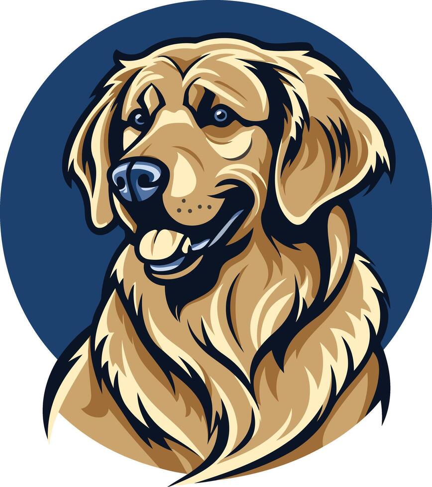 A friendly golden retriever dog portrait with a playful smile vector