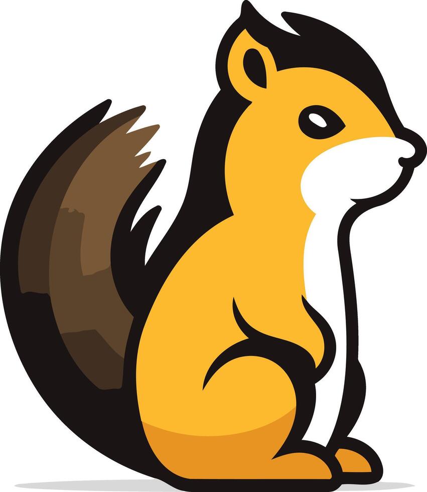 Cute cartoon squirrel sitting with tail curled up vector