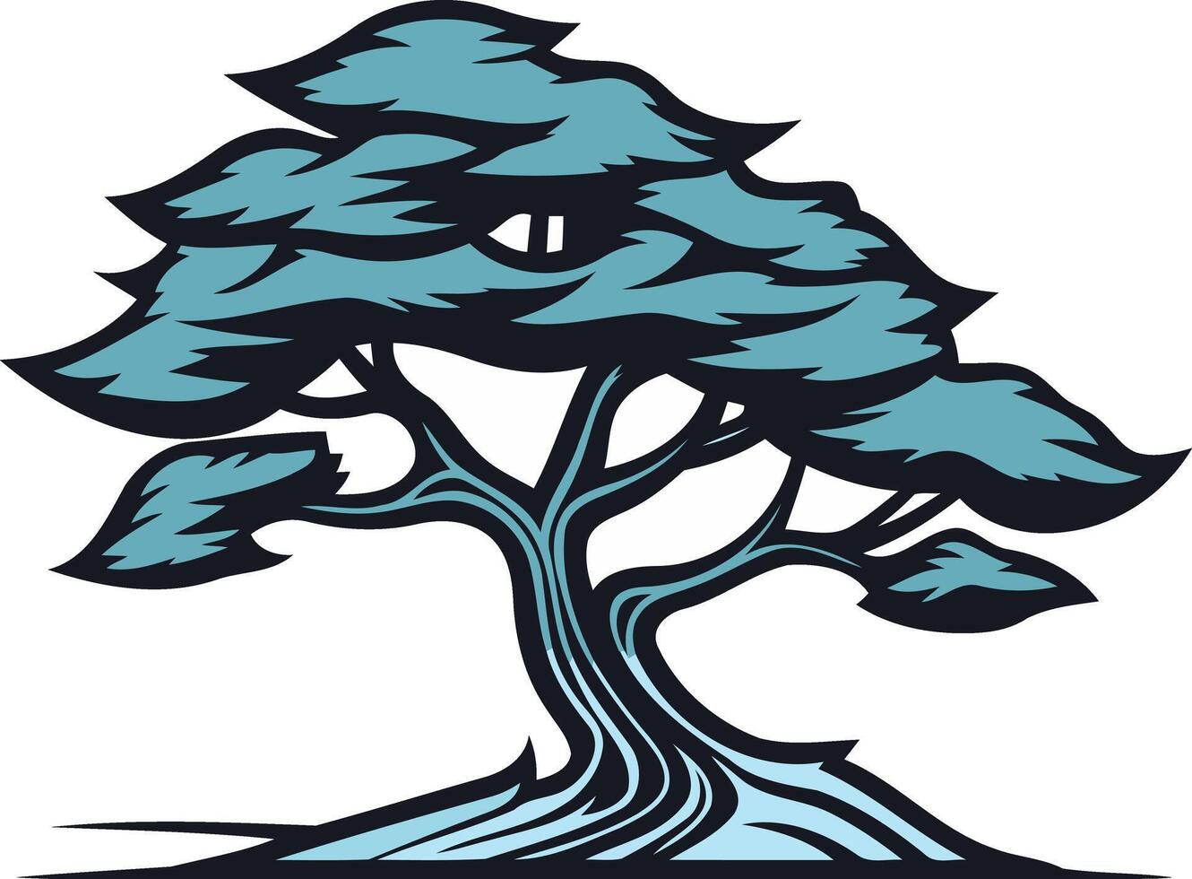 A stylized illustration of a bonsai tree, perfect for logo design, branding, or nature-themed projects vector