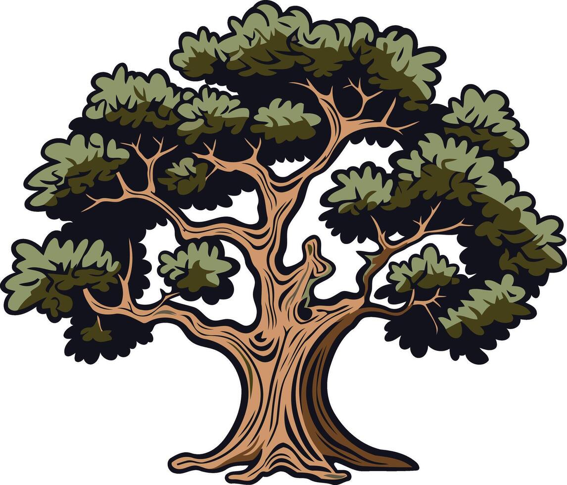 Detailed Illustration of a Tree with Lush Foliage vector