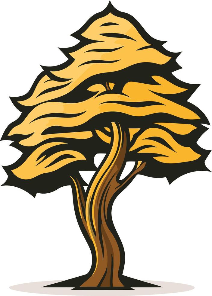 A stylized golden tree illustration, perfect for logos, branding, or nature-themed designs vector