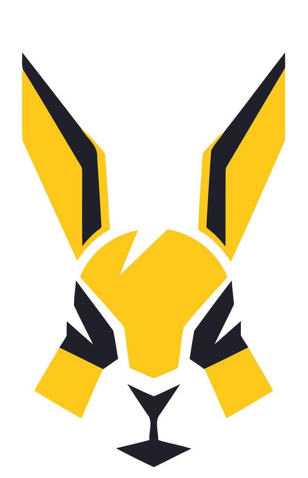 Bold and modern logo design featuring a stylized rabbit head with sharp lines and contrasting colors vector