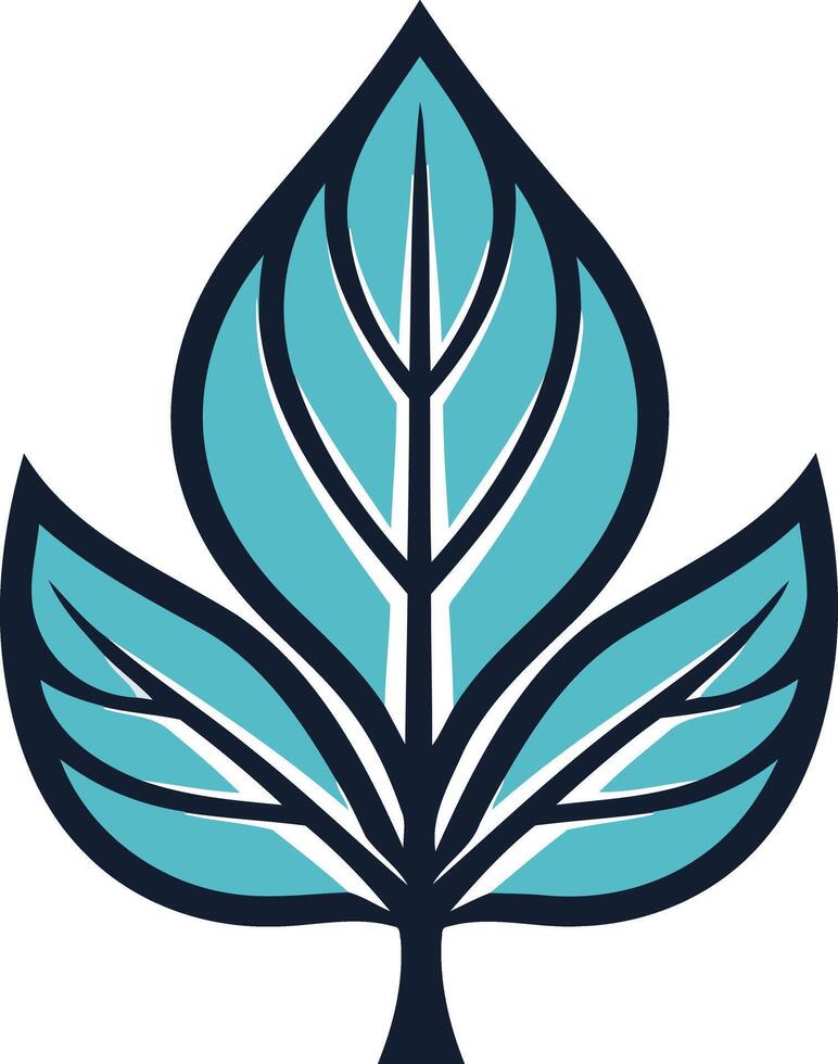 A stylized, abstract leaf logo in blue and green vector