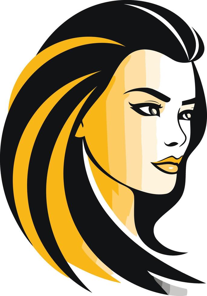 Woman with Black Hair and Yellow Highlights vector