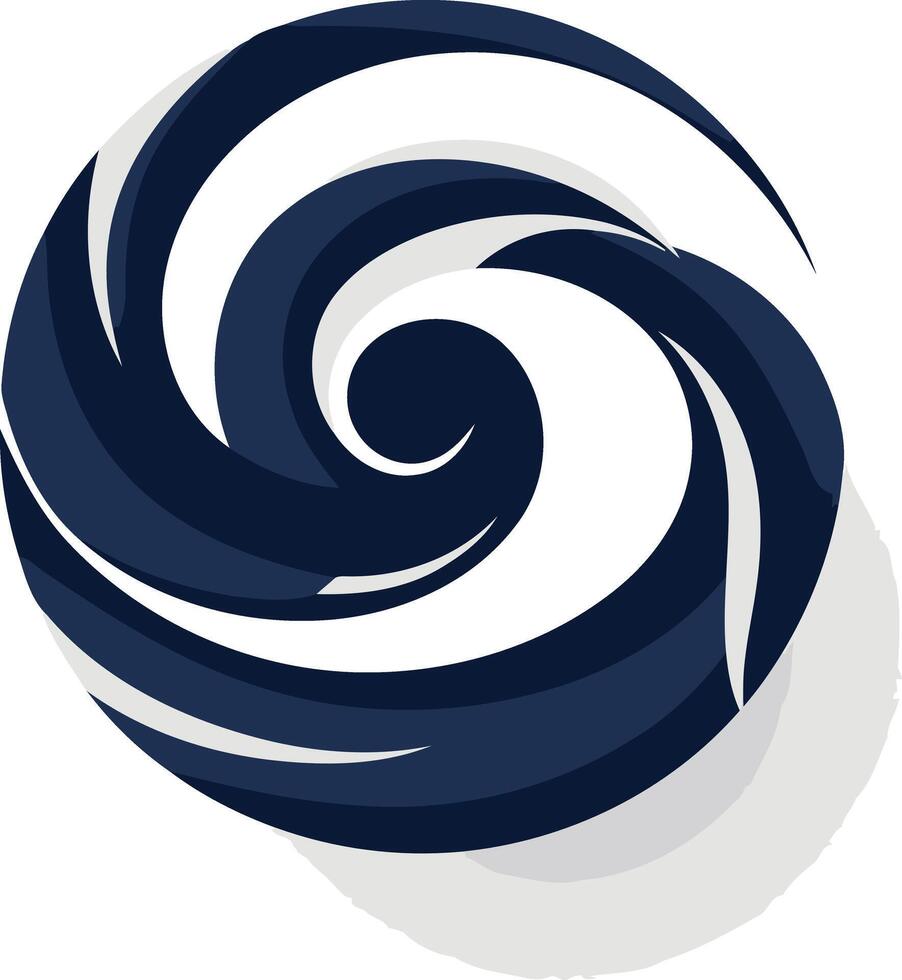Abstract swirling logo design in navy blue and white, perfect for branding, technology, and creative projects vector