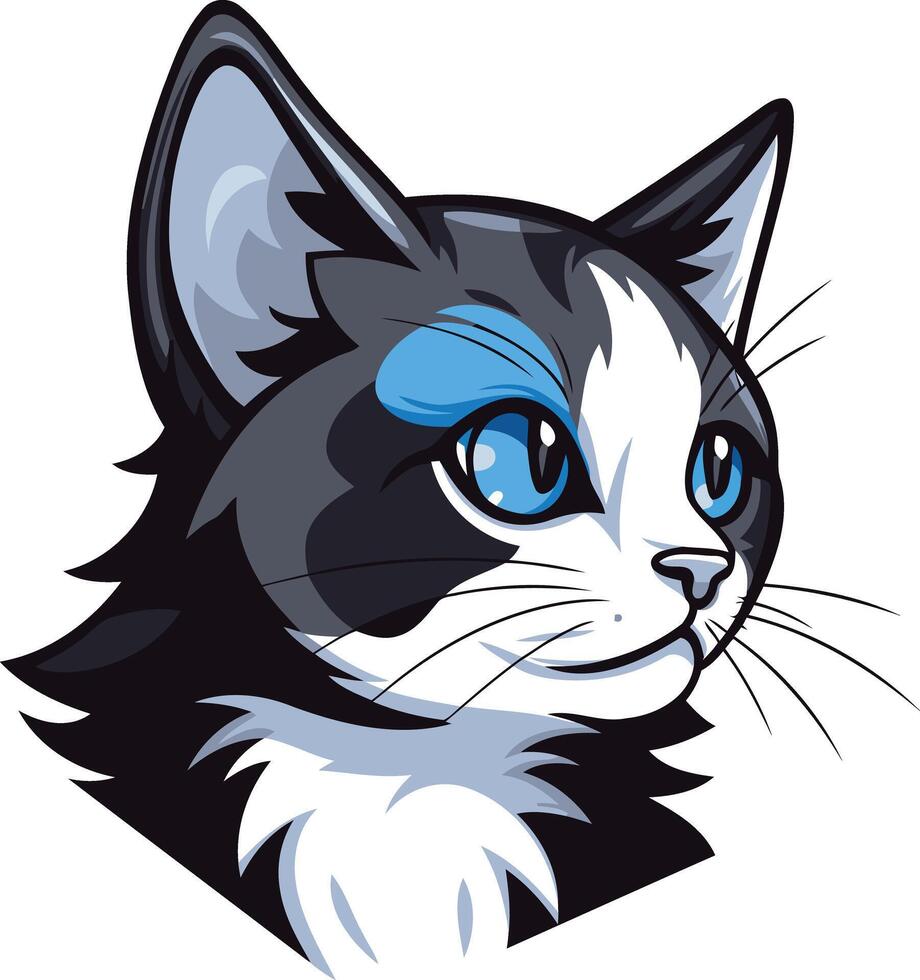 Cute Cartoon Cat with Blue Eyes vector