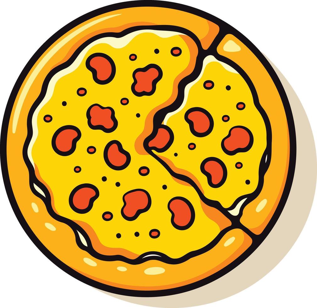 Cartoon Pizza with a Slice Removed vector