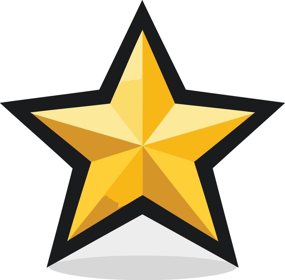 Gold Star with Black Outline and Shadow vector