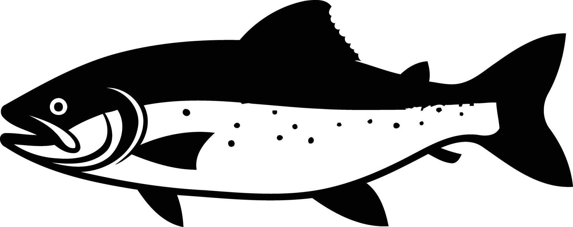 Black and white silhouette of a salmon fish vector