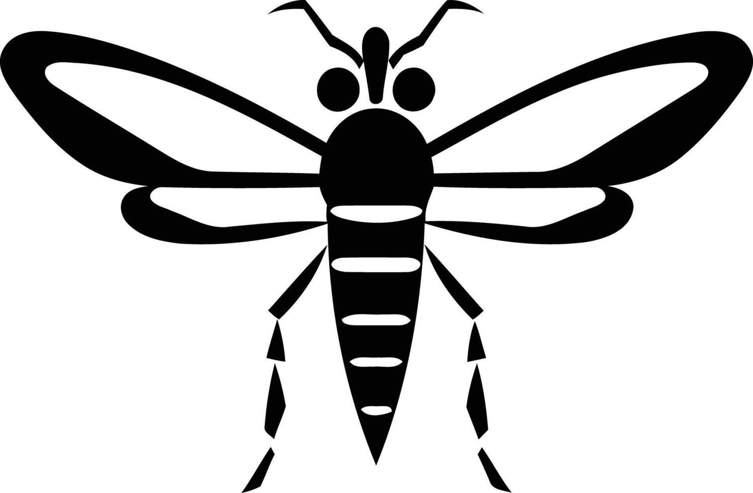 Simple black and white illustration of a wasp, perfect for creating logos, icons, or branding materials vector