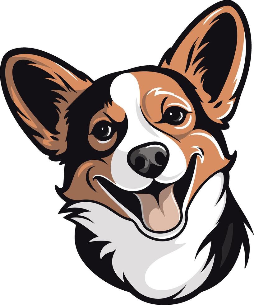 A cute and friendly cartoon corgi dog with a big smile vector