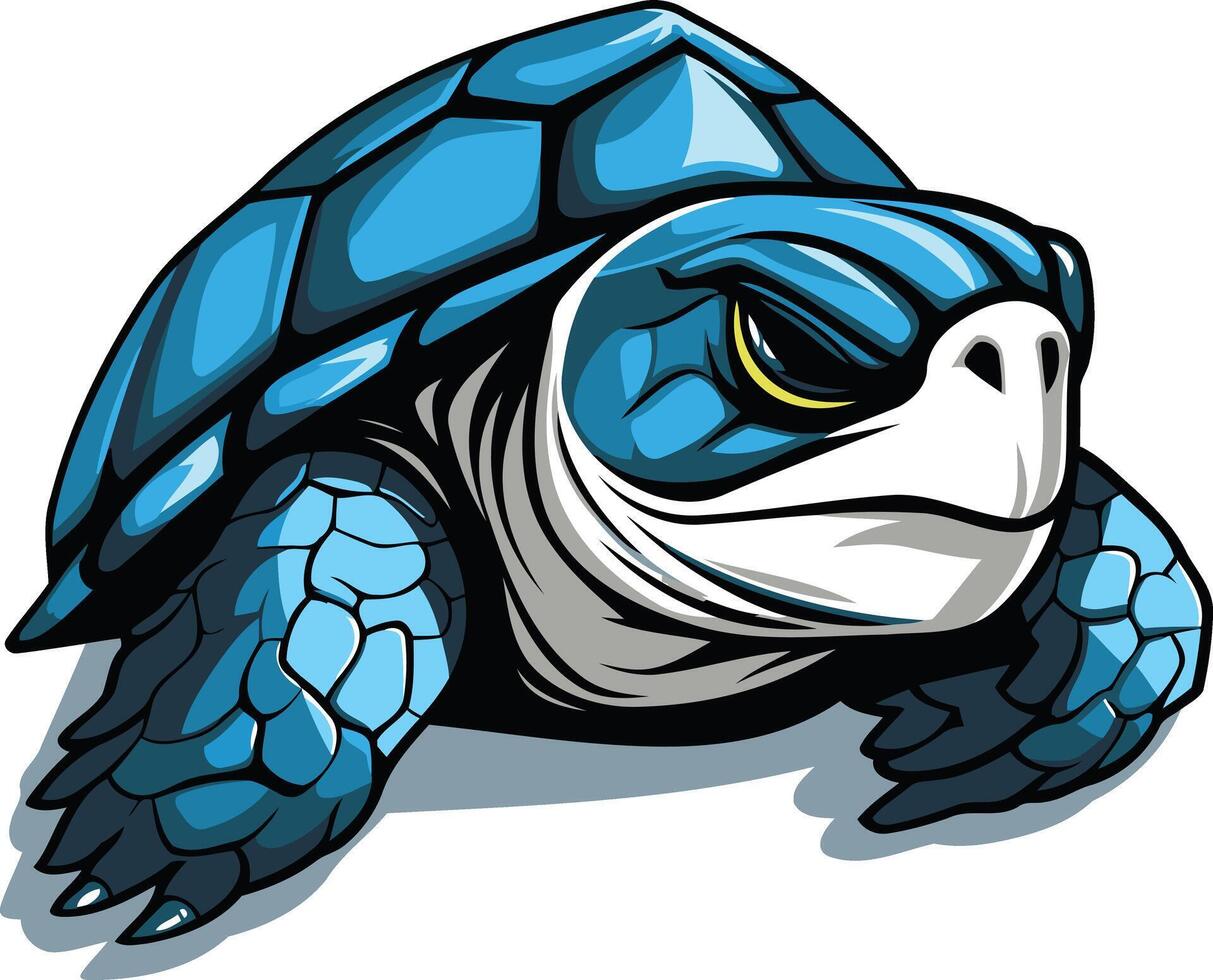 A fierce and determined blue turtle, perfect for sports teams, mascots, or any design needing a strong and reliable symbol vector