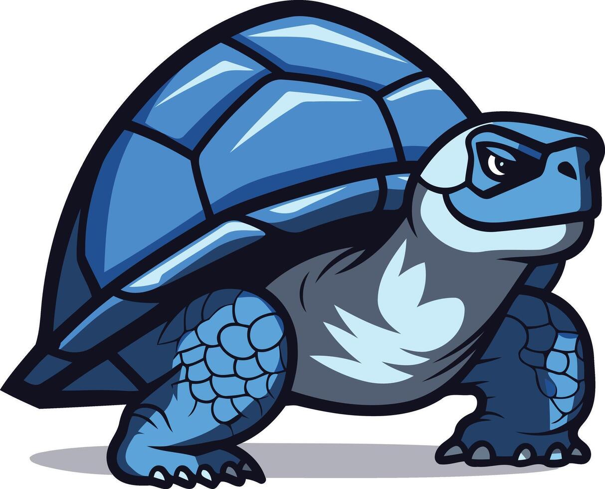 A tough, blue turtle with a determined look, perfect for a mascot or logo vector