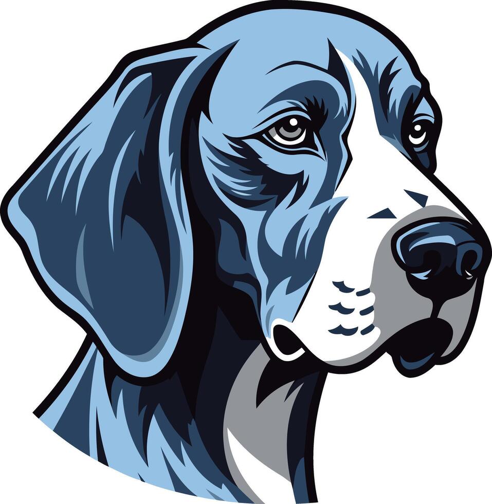 A striking illustration of a blue and white dog's head, perfect for branding, logos, or pet-related designs vector