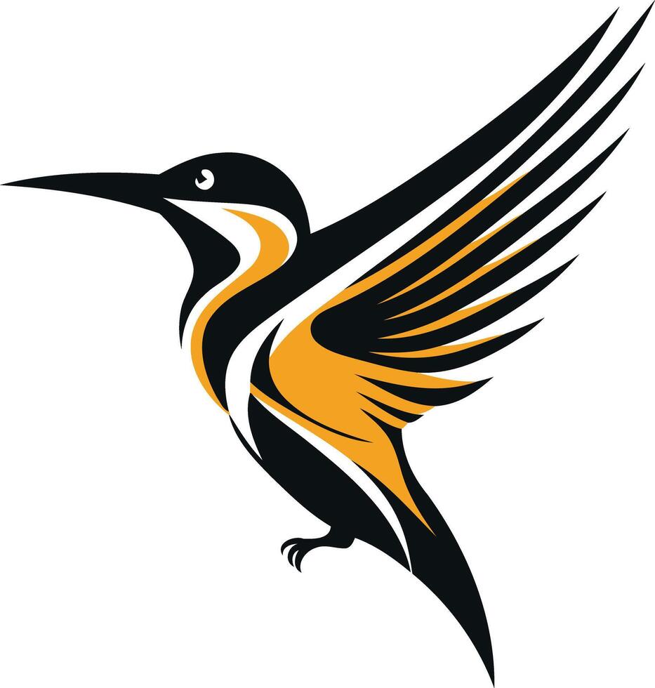 A bold and stylized illustration of a hummingbird in flight vector