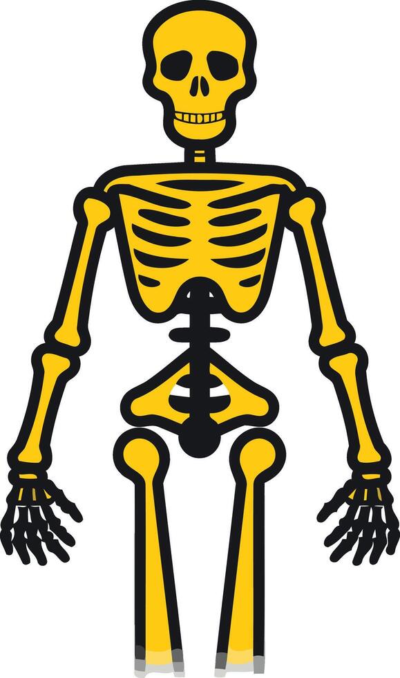 A cheerful yellow skeleton with a friendly smile vector