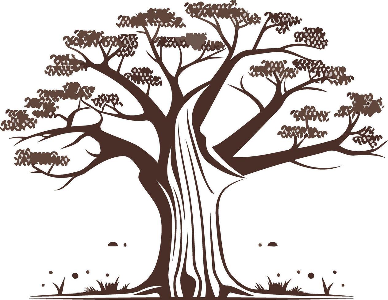Simple, elegant illustration of a tree with a textured trunk, perfect for natural, organic branding and designs vector