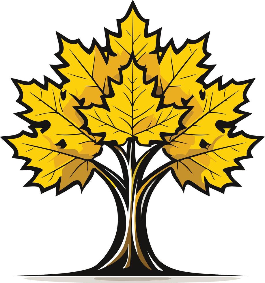 A stylized tree with golden leaves, symbolizing growth, strength, and community vector