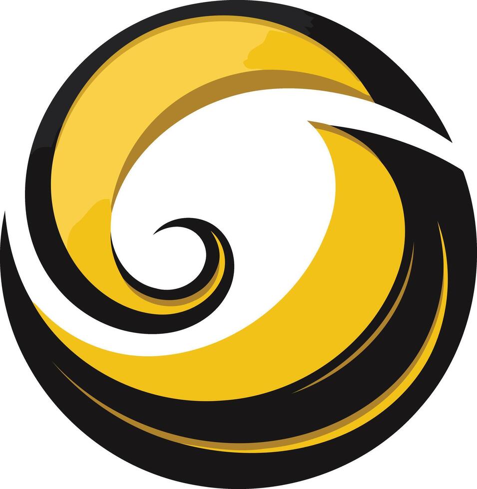 Abstract swirl logo design with black and yellow colors vector
