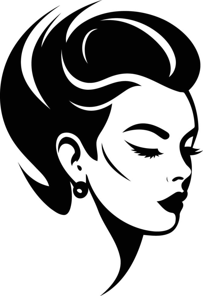 Elegant black and white silhouette of a woman's face with closed eyes vector