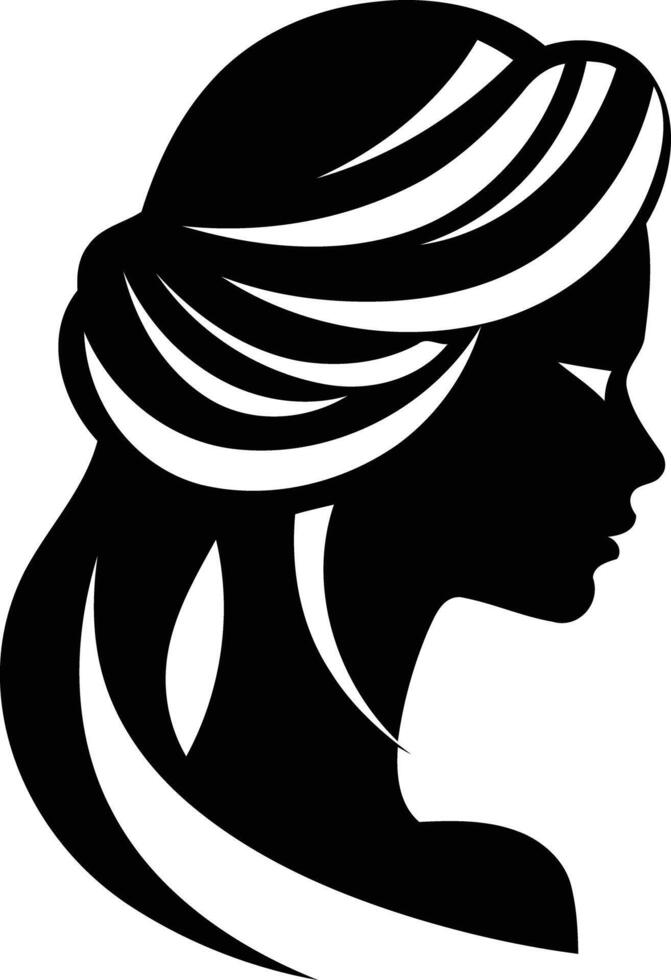 Elegant silhouette of a woman with long flowing hair, perfect for beauty, fashion, and hair salon branding vector