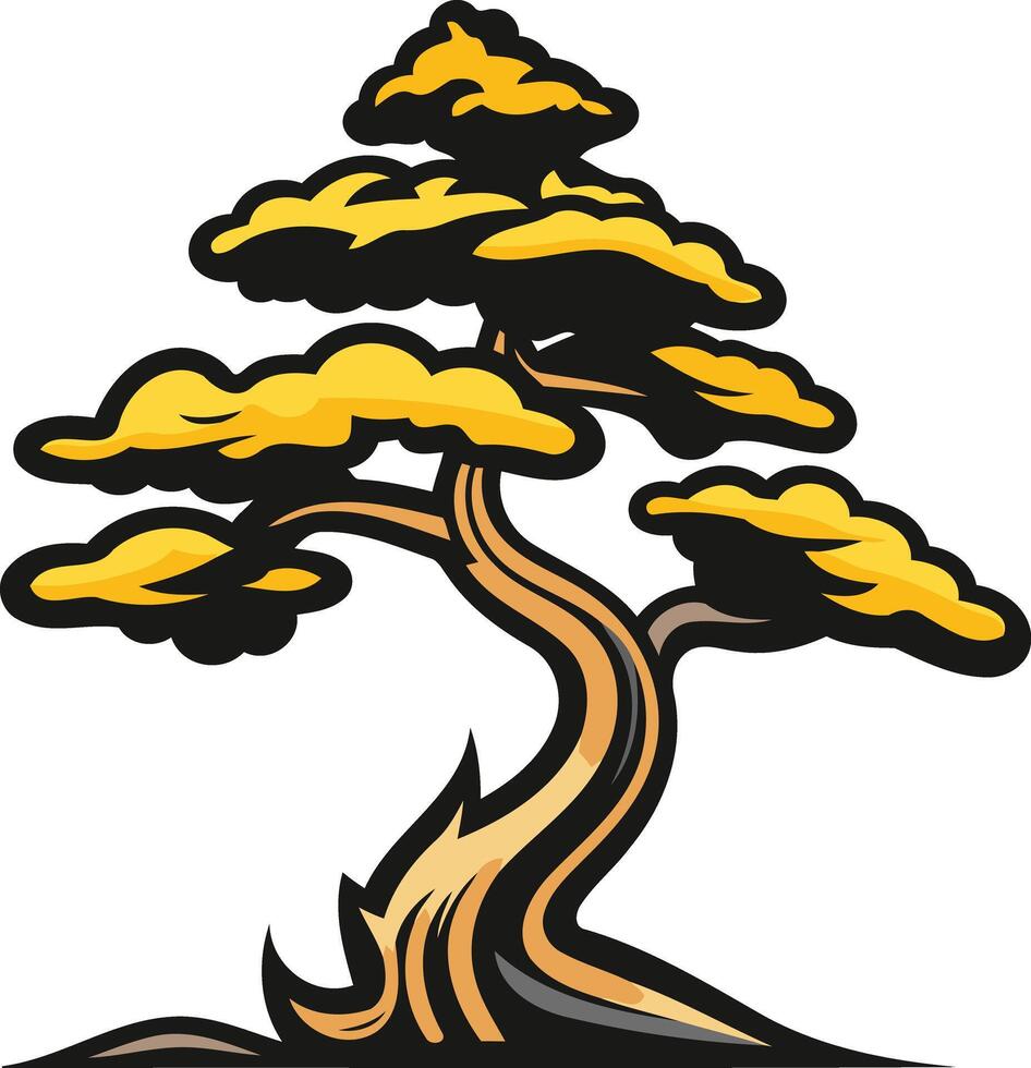 A stylized illustration of a bonsai tree, perfect for representing growth, resilience, and nature vector
