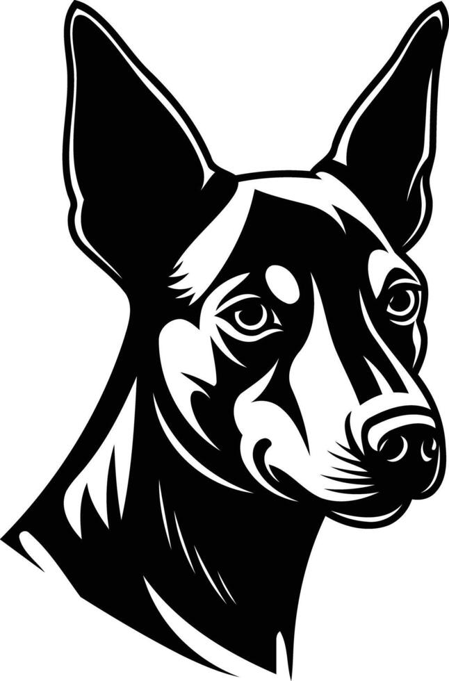 A striking black and white illustration of a dog's head, perfect for creating bold and impactful designs vector