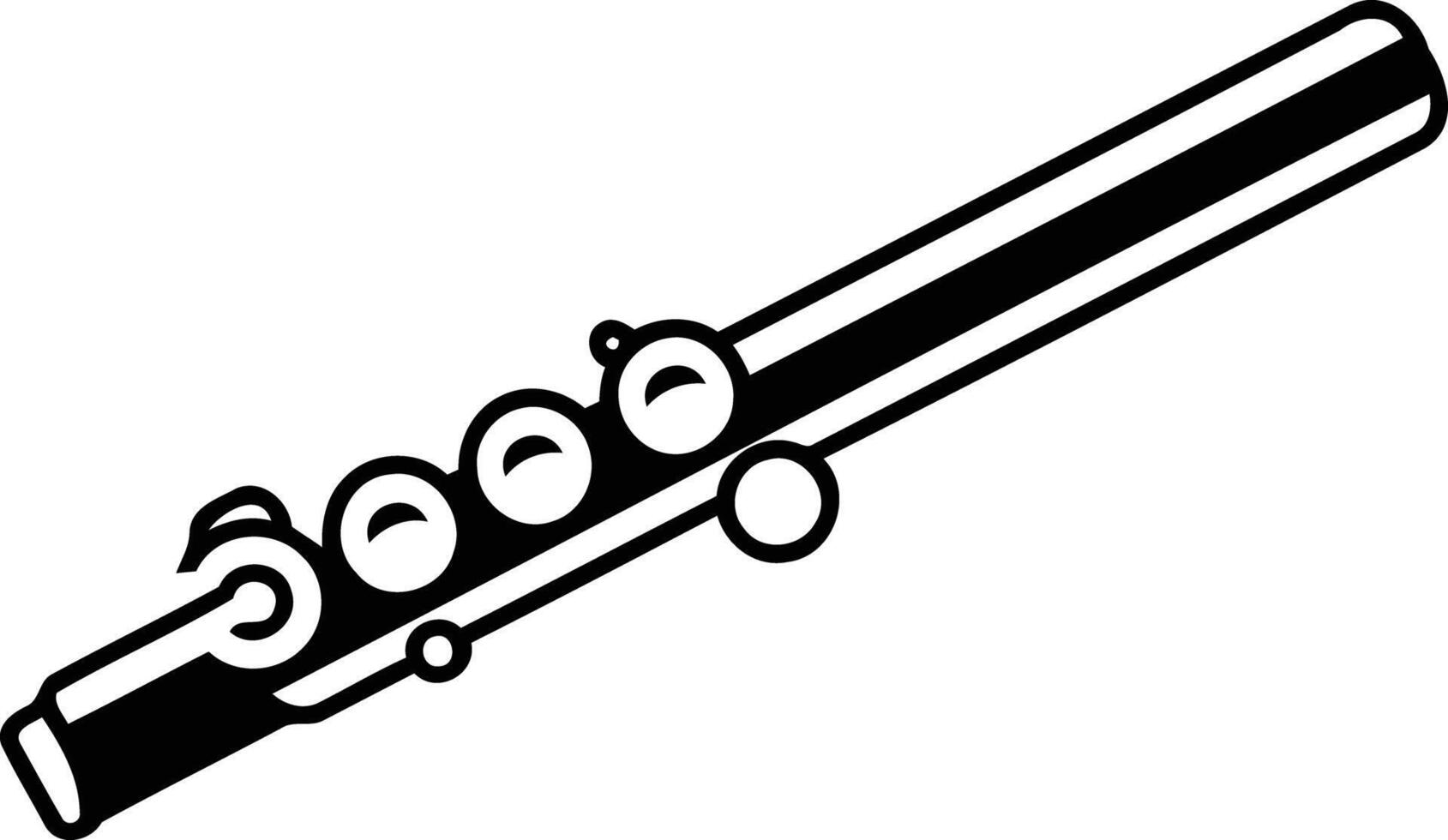 A simple black and white illustration of a flute, perfect for music education materials or websites vector