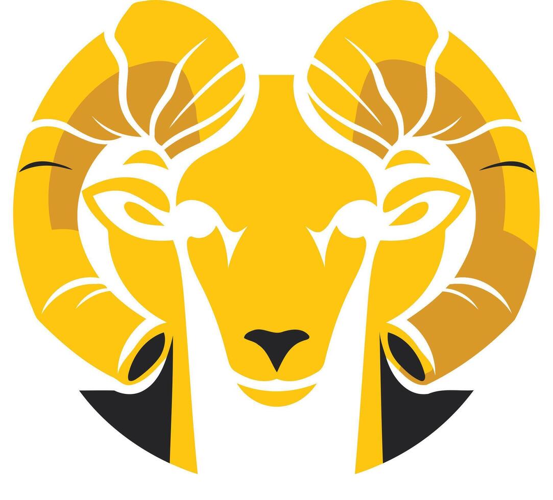 Bold and simple, this yellow ram silhouette is perfect for branding, websites, or zodiac-themed designs vector