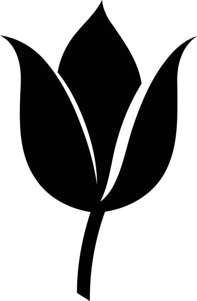 Simple, elegant black and white tulip silhouette vector