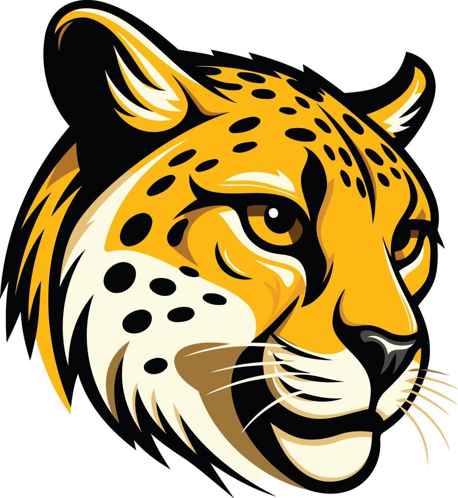 Fierce and powerful cheetah head mascot logo design vector