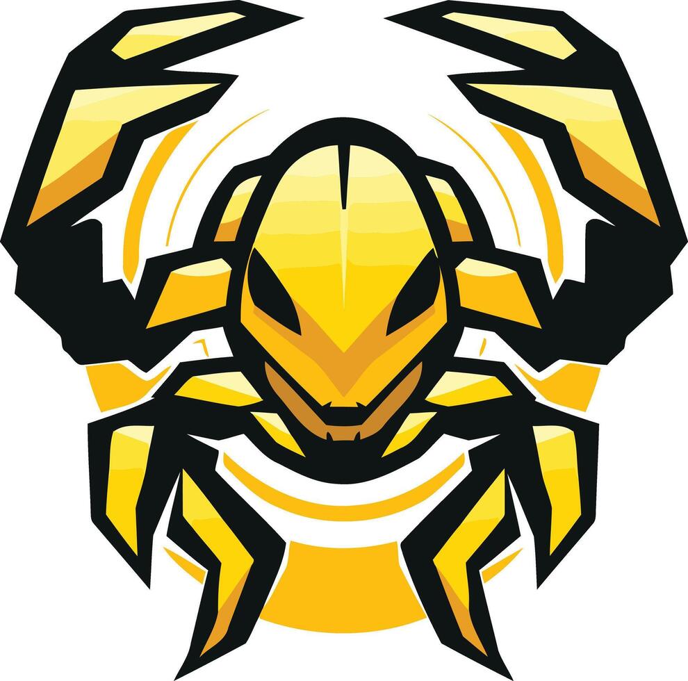 A bold and striking illustration of a scorpion with a yellow and black color scheme vector