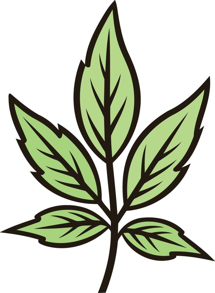 Simple and elegant green leaf illustration, perfect for nature-themed branding, logos, and website designs vector