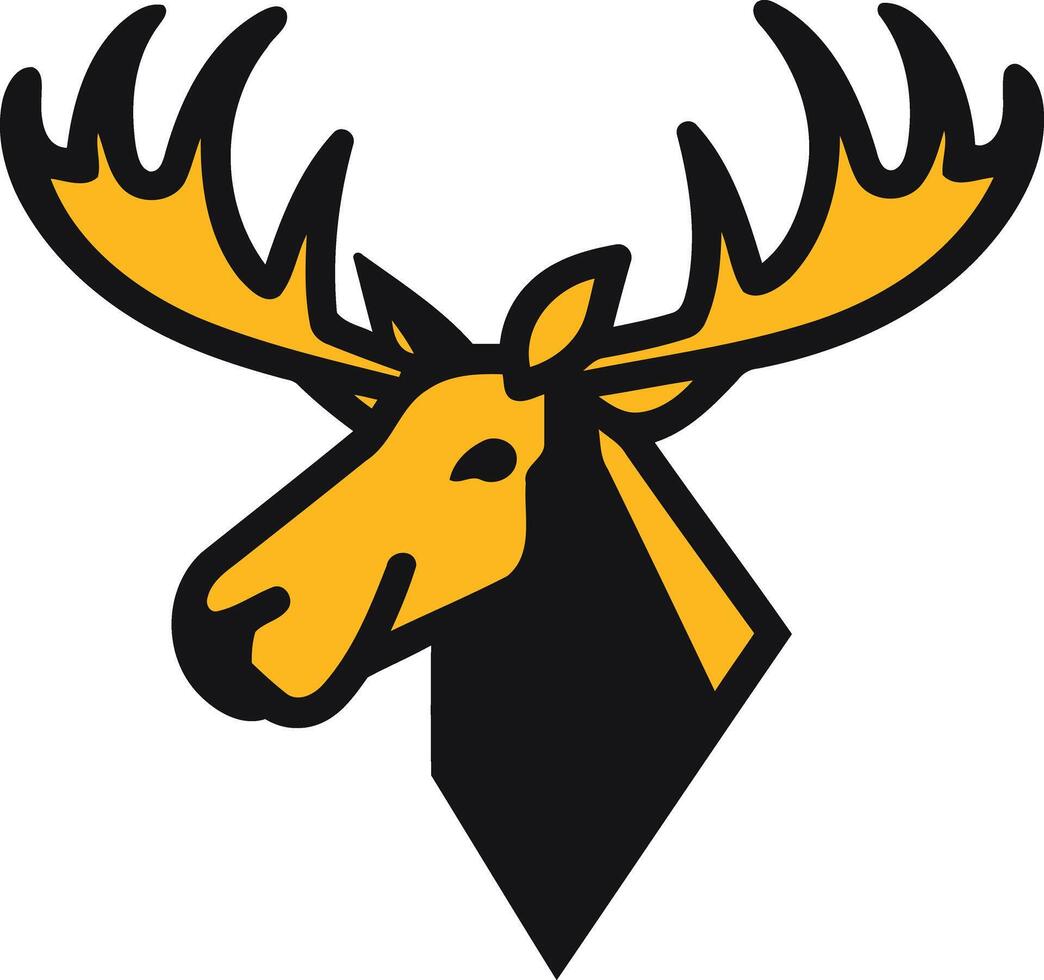 Bold and modern illustration of a moose head with antlers vector