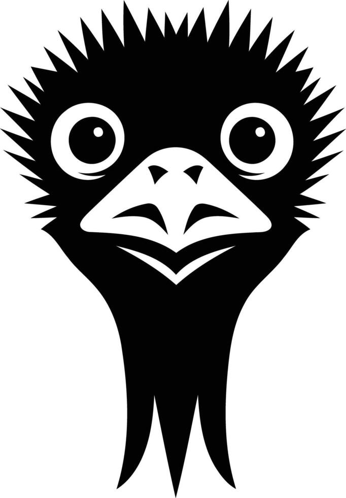 A simple yet striking black and white illustration of an emu's head, perfect for logos, branding, or educational purposes vector