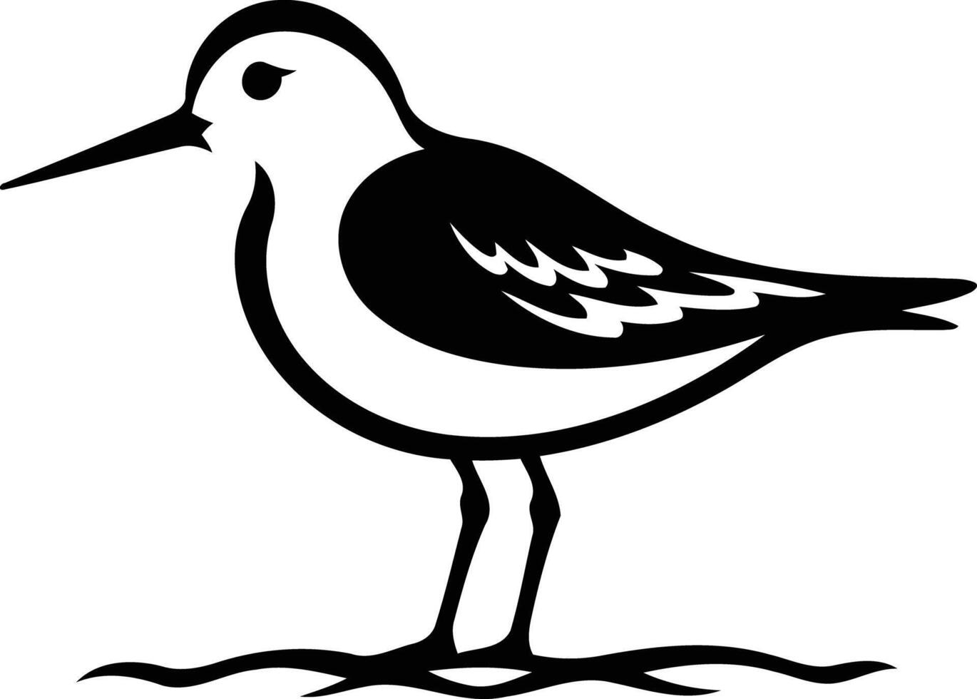 Simple black and white illustration of a sandpiper bird, perfect for nature-themed designs, logos, or branding vector