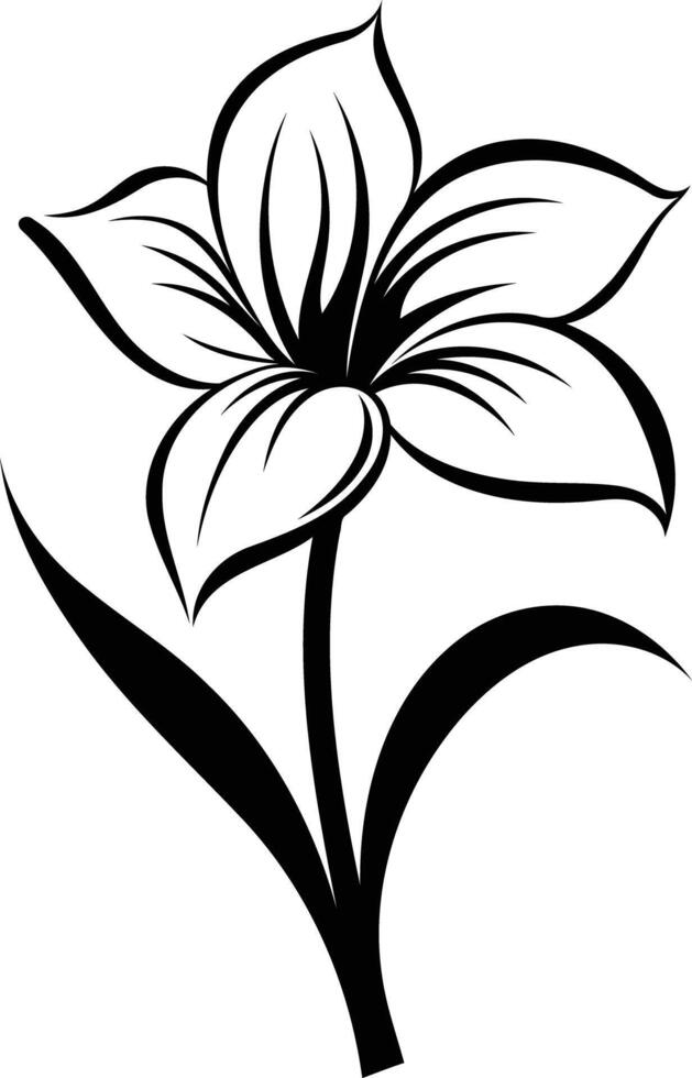 Elegant black and white line art illustration of a single flower vector